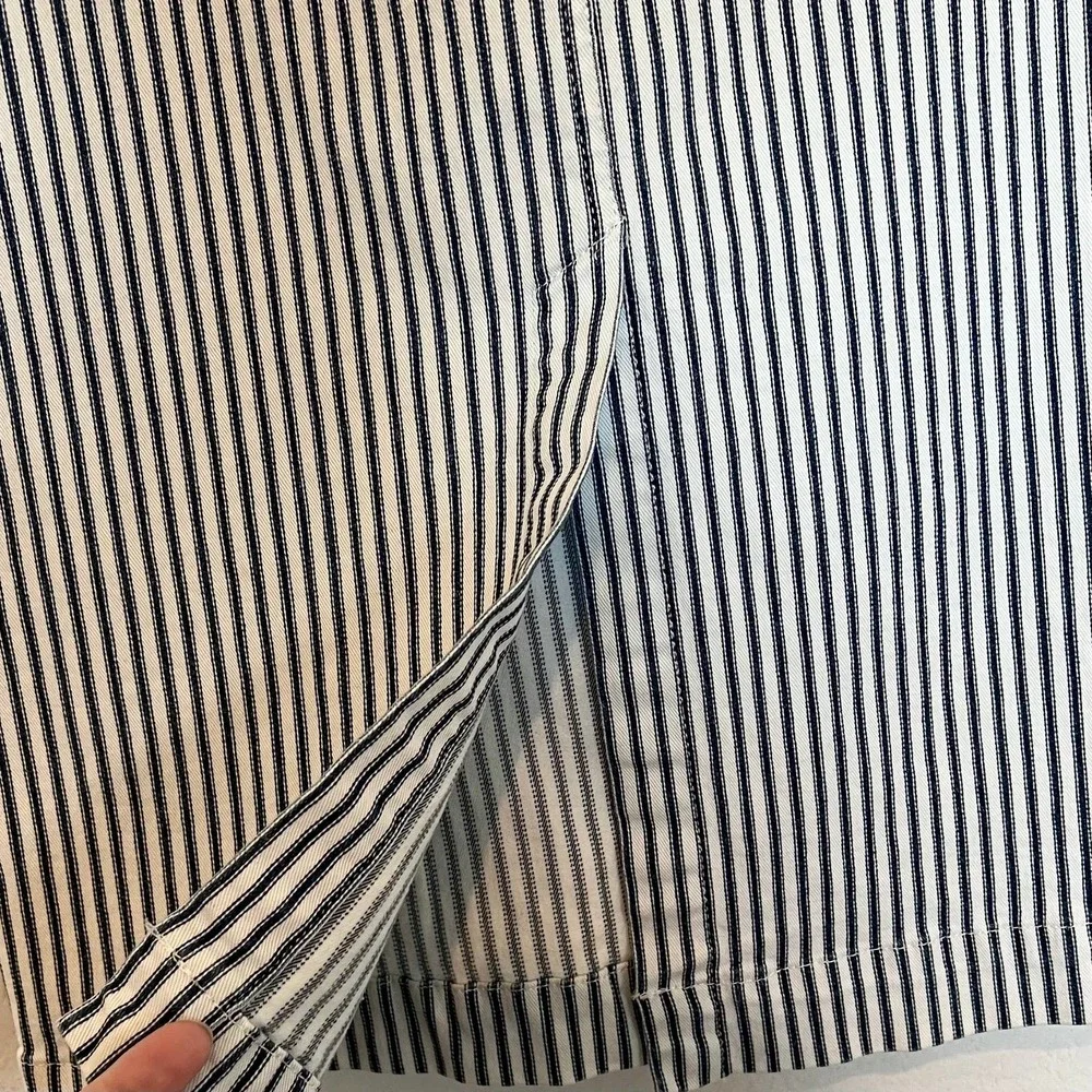 J. Crew Blue and White Striped Midi Skirt with Tie Waist
